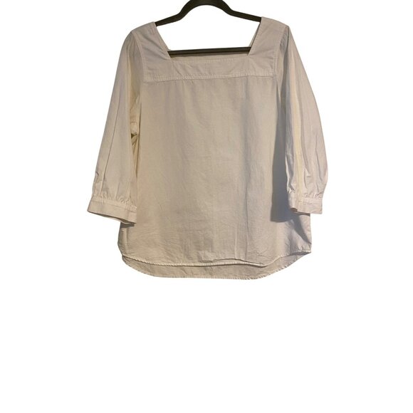 Time & Tru Women White Tunic Linen Blend Square Neck M Beach Coastal Grandma - Picture 1 of 12